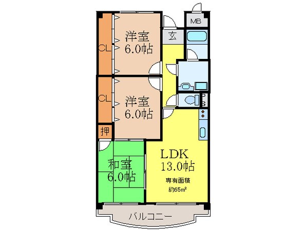 エスペランス春日の物件間取画像